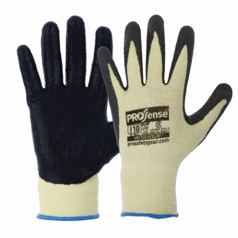 PRO GLOVE KNITTED KEVLAR W/BLACK NITRILE DIP PLAM SMALL 